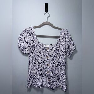 Gilli women’s small floral square neck button front top size medium EUC